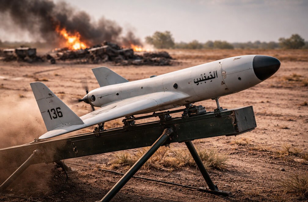 Shahed-136 loitering munition illustrating low cost long range drone strike capability