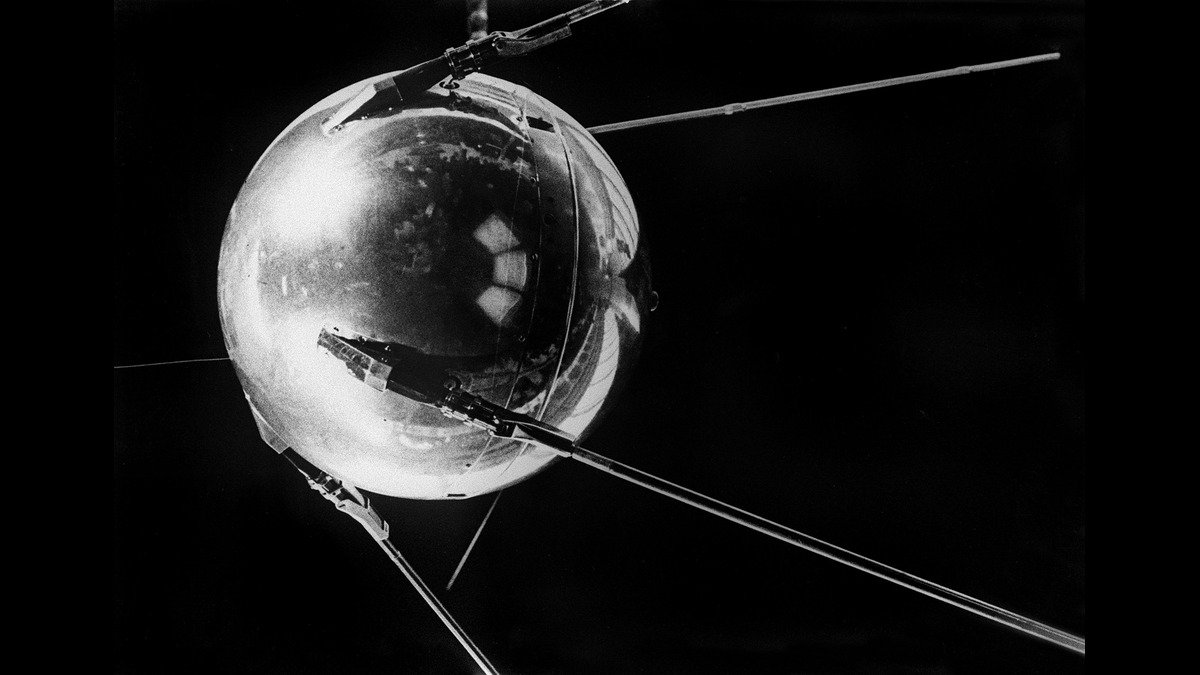 Sputnik satellite marking the beginning of military space competition