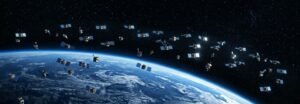 Satellite constellation in low Earth orbit supporting military communications and global connectivity