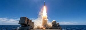 Missile interceptor launching from a naval vessel representing hypersonic missile defence systems and the challenge of intercepting hypersonic missiles.