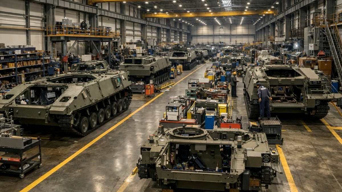 European defence manufacturing facility representing strategic autonomy and the development of an independent defence industrial base