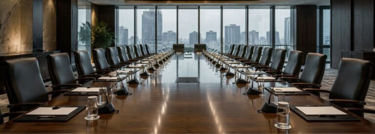 Diplomatic conference room representing great power competition and the contested new global order in 2026