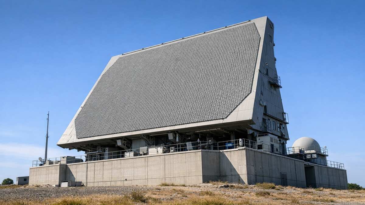Ground-based radar installation illustrating the horizon limitations of terrestrial radar when tracking hypersonic missiles
