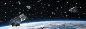 Orbital debris field in low Earth orbit representing the strategic constraints of space warfare
