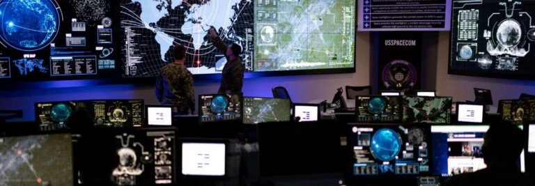 US Space Command operations center displaying integrated sensor and command data
