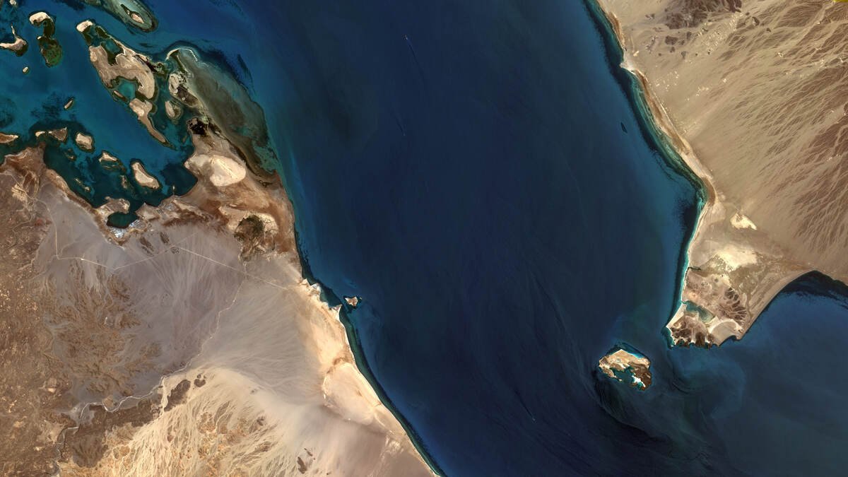 Bab al-Mandeb Strait between Yemen and the Horn of Africa, illustrating the maritime geography relevant to the Mecca Defense Pact