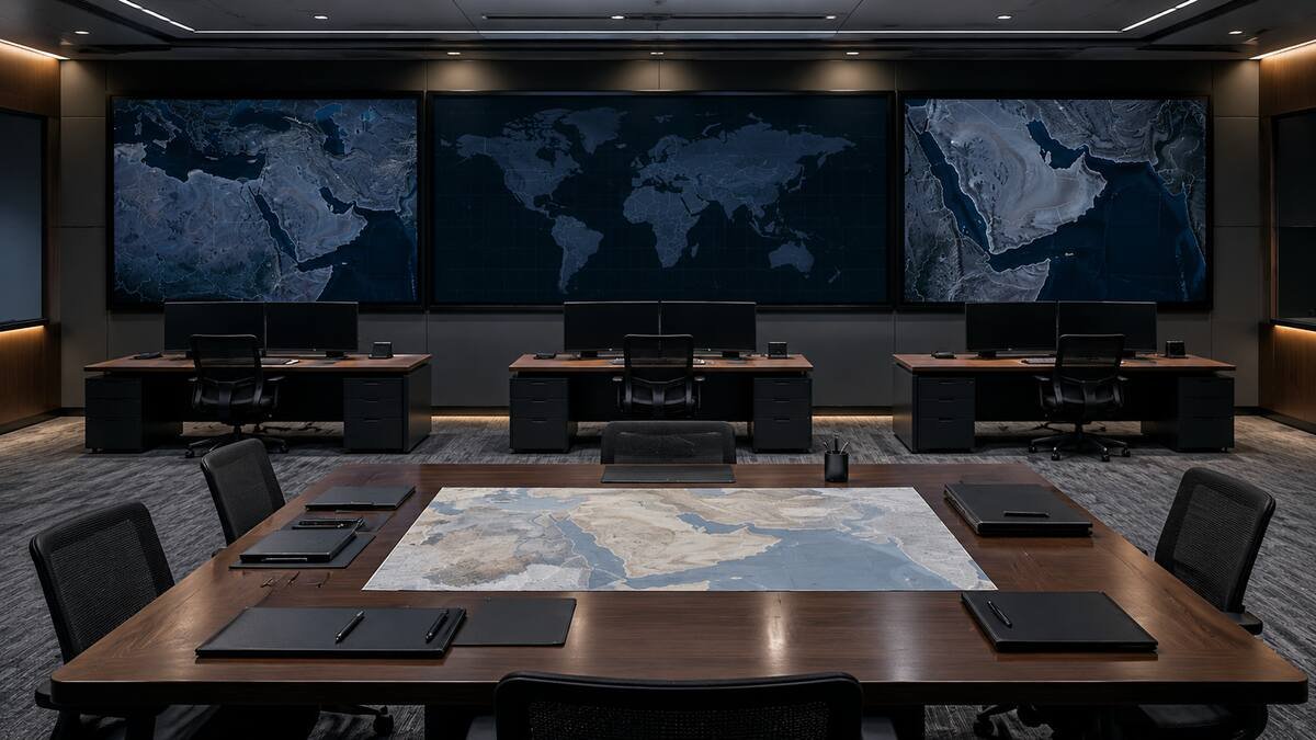 Joint military planning room illustrating the coordination structures needed for an integrated defense command