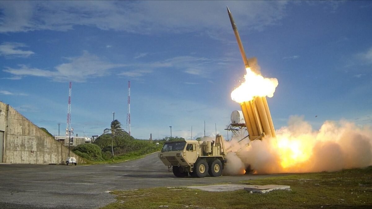 THAAD interceptor launching as part of Patriot THAAD missile defense
